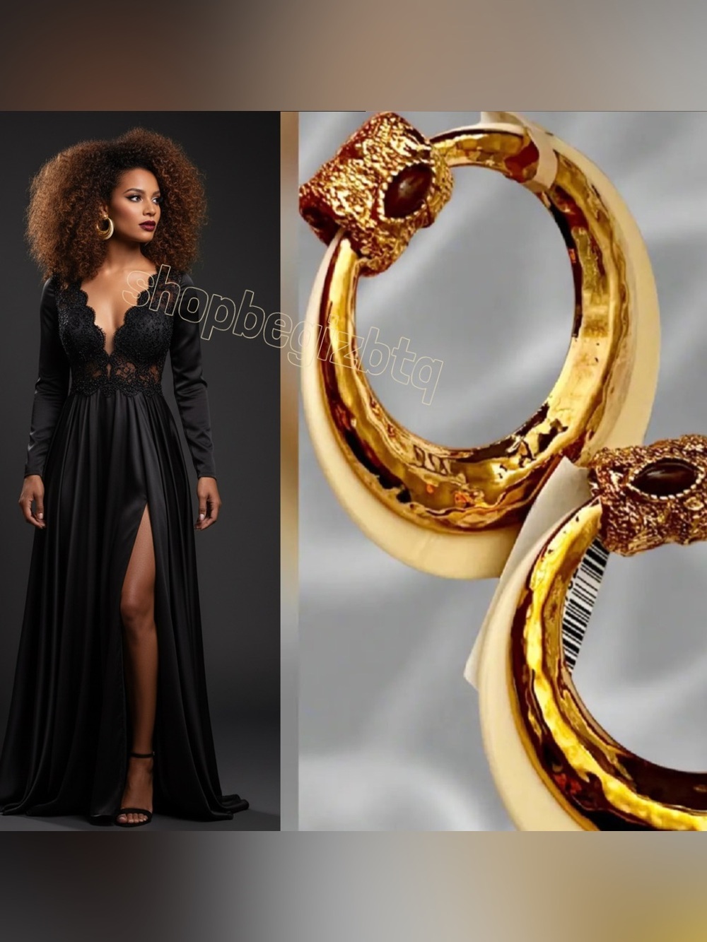 Authentic Gas Bijoux Meknes Gold Acetate Glass Earrings Marquise Glass Cabochon